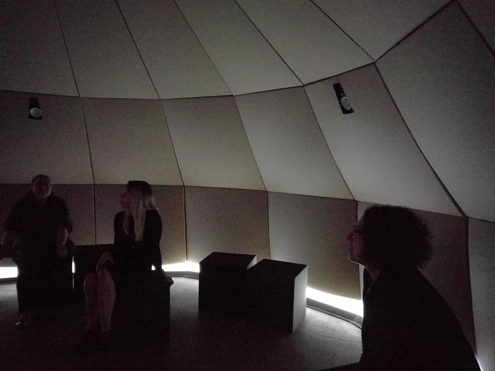 Sonic Planetarium at SPACES housed in custom-built 18-ft diameter cardboard dome